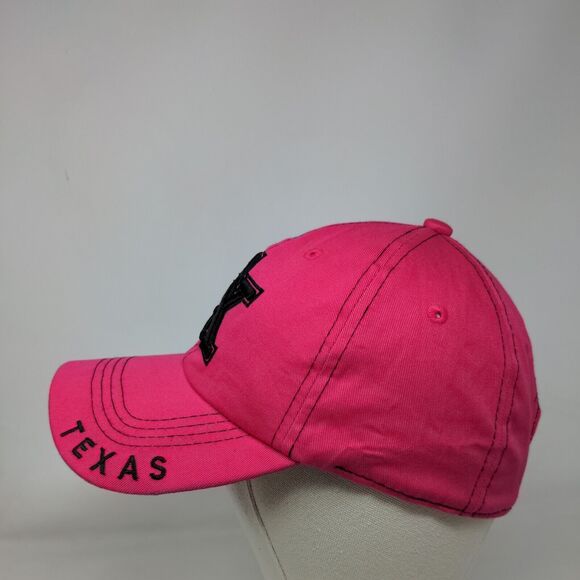 Texas Slideback Hat Pink One Size Adjustable Embroidered Vented Holes Sports Cap - Picture 3 of 7
